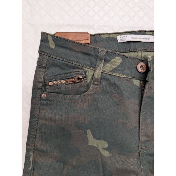 Zara Womens Jeans Multicolor Size 2 Mid Rise Moto Denim Camo Cotton Blend - Picture 6 of 16